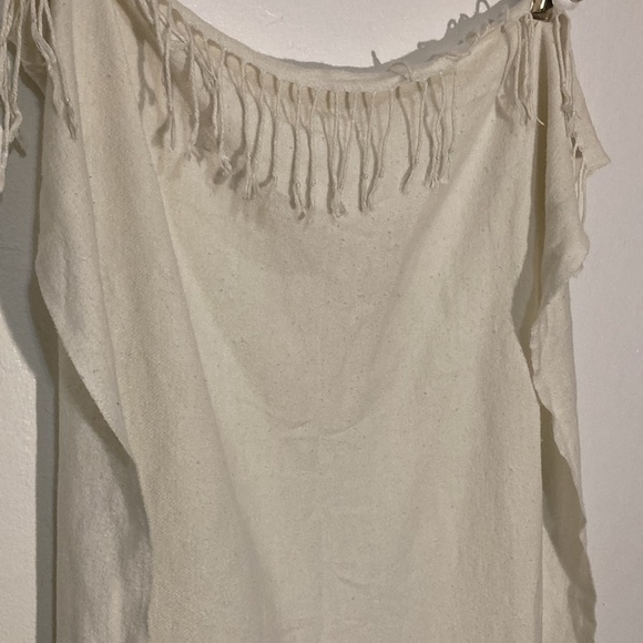 🌈 Fringed cotton scarf with elephant silk screen silk cotton blend - Picture 3 of 5